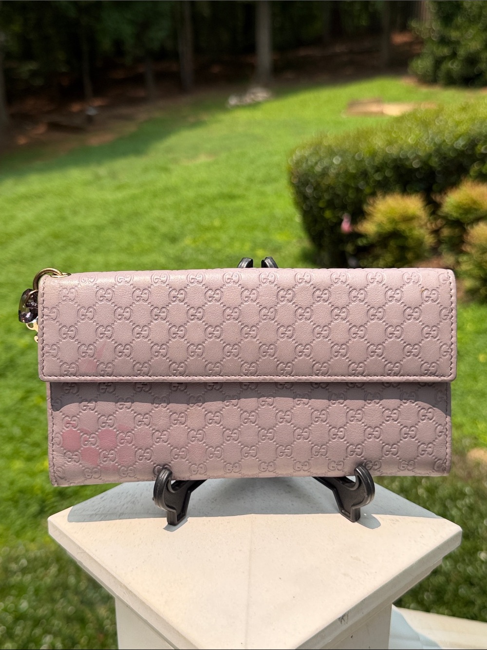 Gucci RARE Vintage LILAC Embossed GG Leather Wallet Clutch - Picture 3 of 17